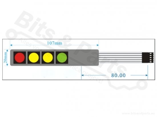 Membraan keypad 1x4 rood/geel/geel/groen voor oa. Arduino